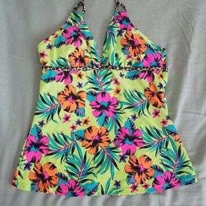 Neon tropical swimsuit top